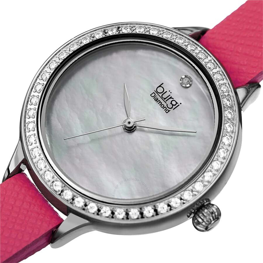 Burgi Diamond White Mother of Pearl Dial Ladies Watch BUR224PK - The Watches Men & Co #2