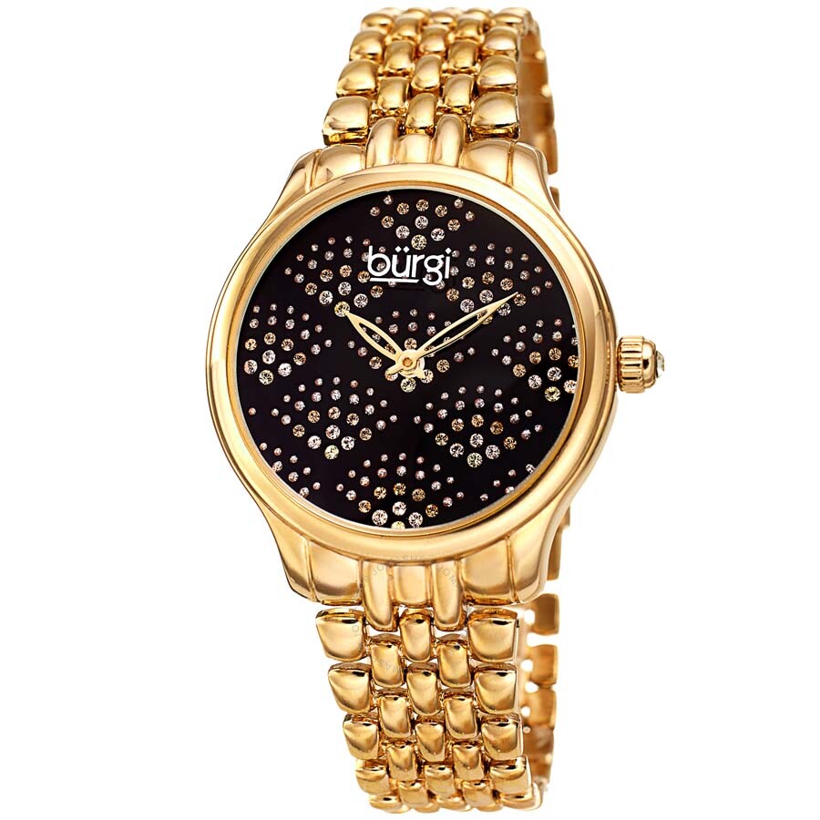 Burgi Pebble Style Quartz Black Dial Ladies Watch BUR205YGB - The Watches Men & Co