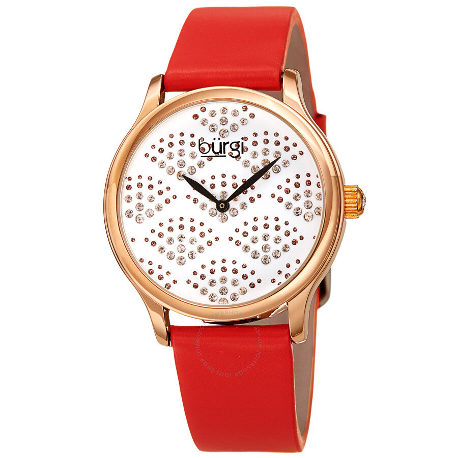 Burgi Pebble Style Quartz White Dial Ladies Watch BUR238RD - The Watches Men & Co