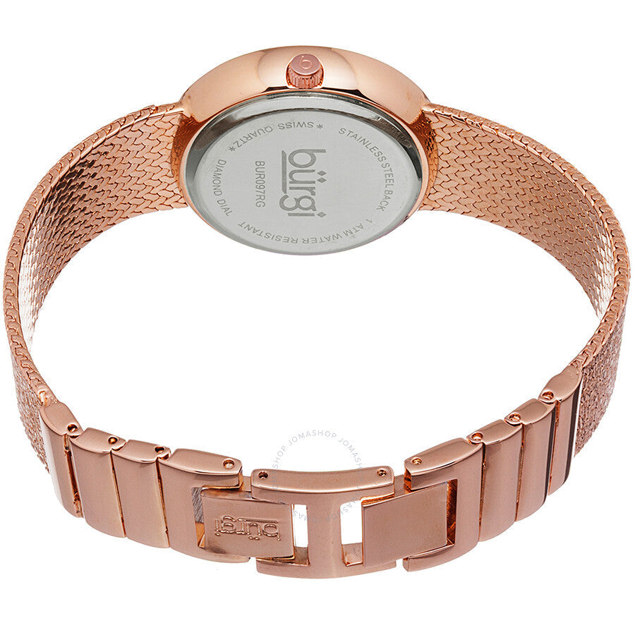 Burgi Pink Mother of Pearl Diamond Dial Ladies Watch BUR097RG - The Watches Men & Co #3