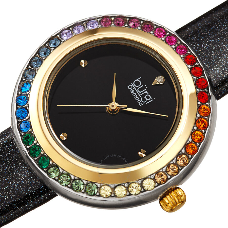 Burgi Quartz Diamond Black Dial Ladies Watch BUR265BK - The Watches Men & Co #2