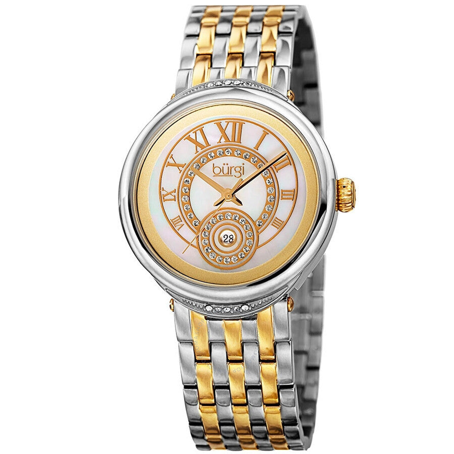 Burgi Quartz Mother of Pearl Dial Ladies Watch BUR164TTG - The Watches Men & Co