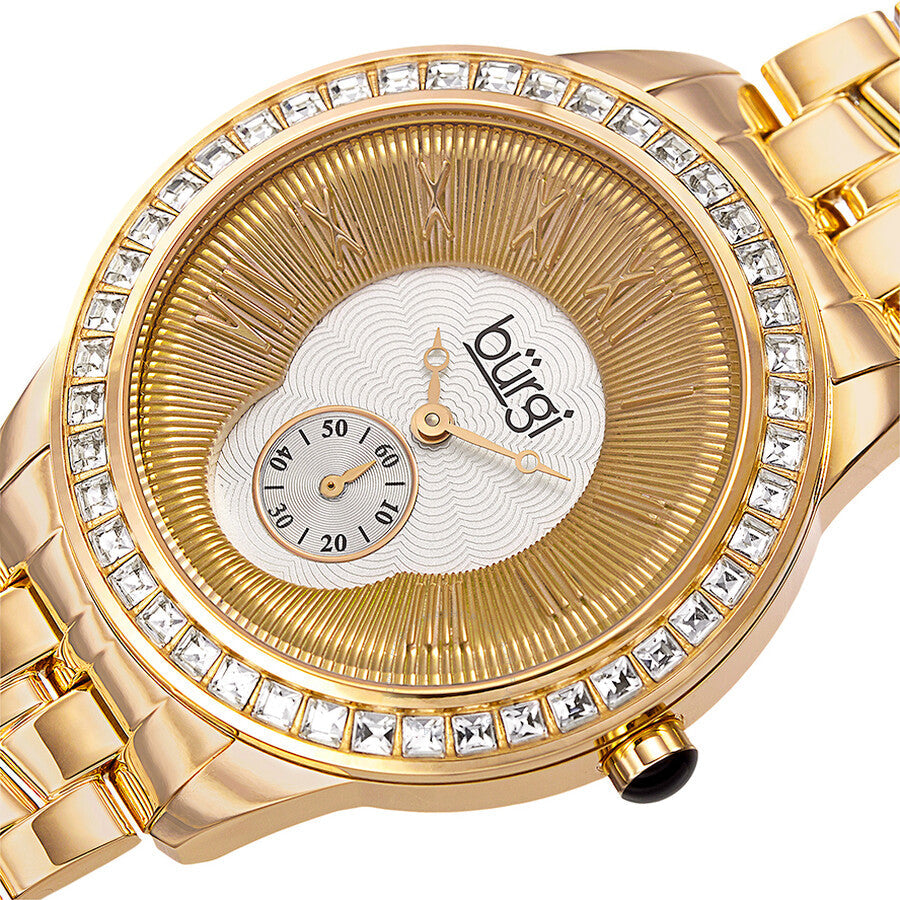 Burgi Silver and Gold Dial Gold-tone Steel Ladies Watch BUR106YG - The Watches Men & Co #2