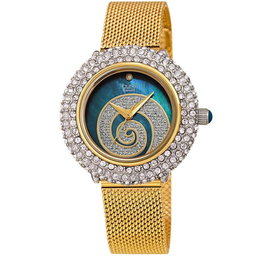 Burgi Swirl Quartz Diamond Blue Dial Ladies Watch BUR259YGBU - The Watches Men & Co