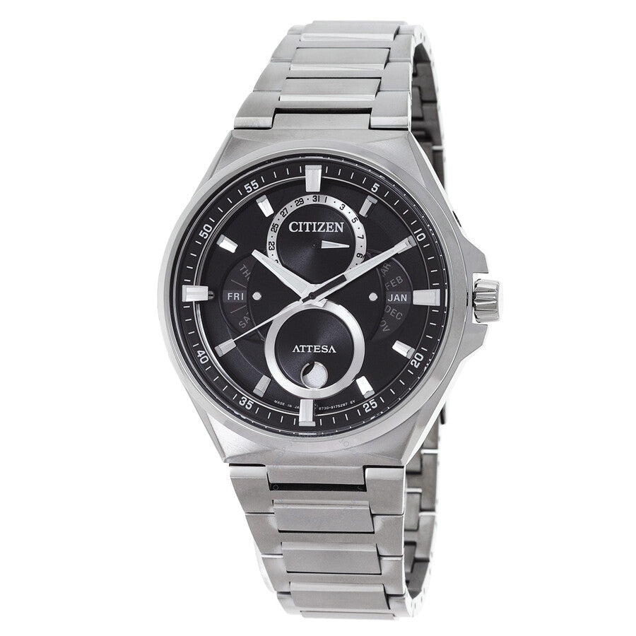 Citizen Attesa Moon Phase Black Dial Men's Watch BU0060-68E - Dawson Watches
