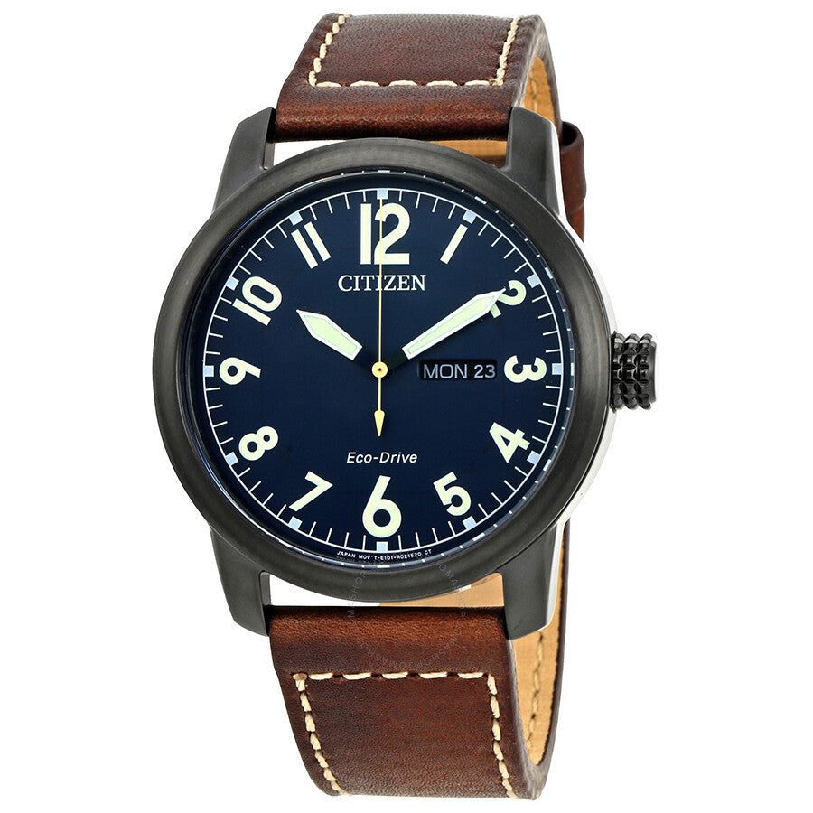 Citizen Chandler Eco-Drive Dark Blue Dial Brown Leather Men's Watch BM8478-01L - The Watches Men & Co