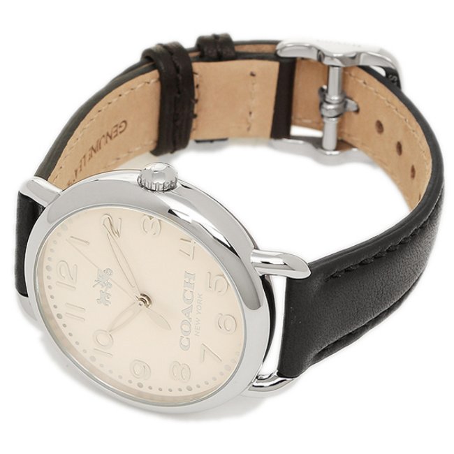 Coach Delancey White Dial Black Leather Strap Ladies Watch 14502267