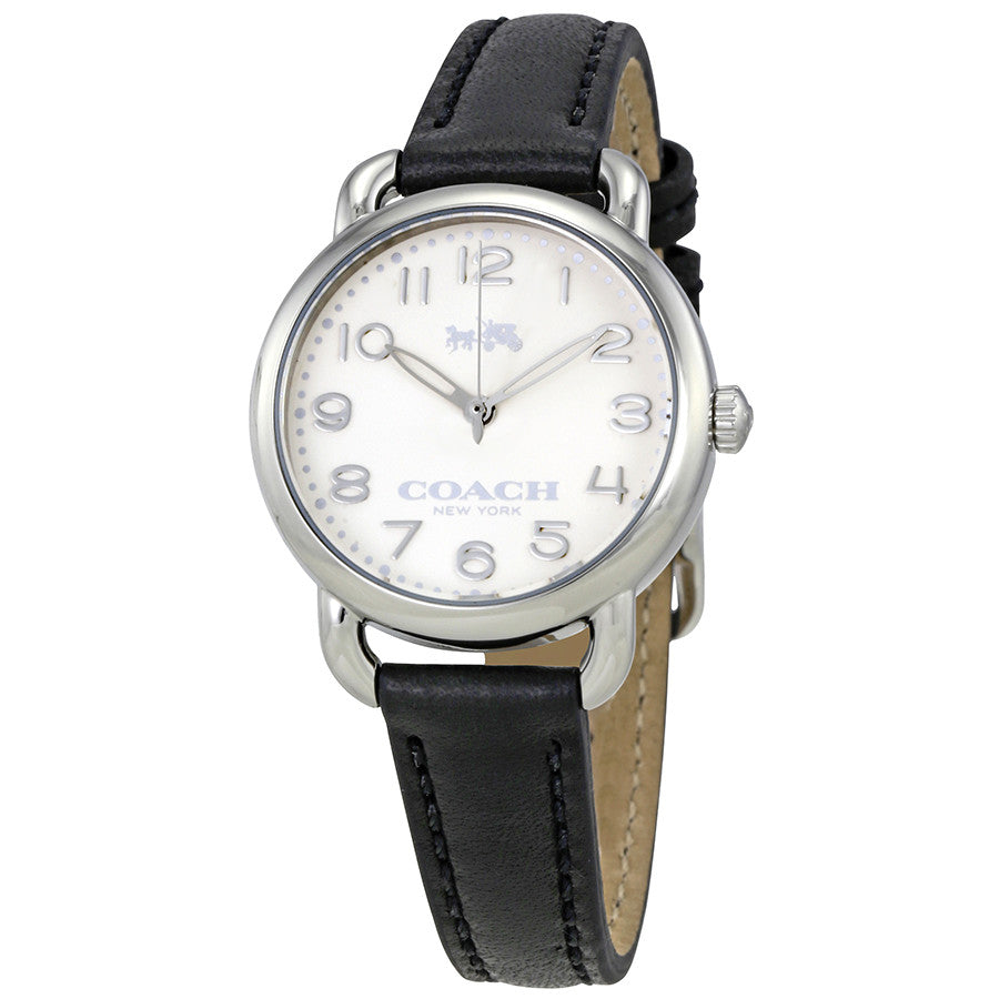 Coach Delancey White Dial Black Leather Strap Ladies Watch 14502247