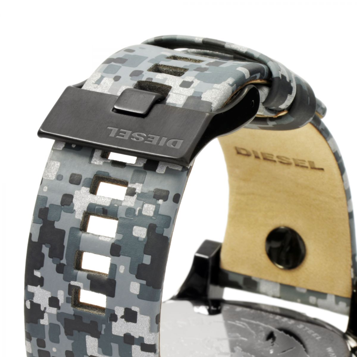 Diesel Big Daddy Camouflage Genuine Leather GMT Men's Watch DZ7311