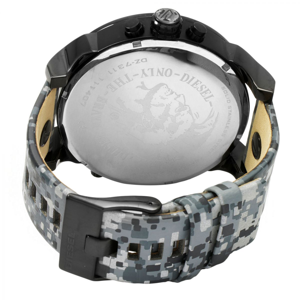 Diesel Big Daddy Camouflage Genuine Leather GMT Men's Watch DZ7311