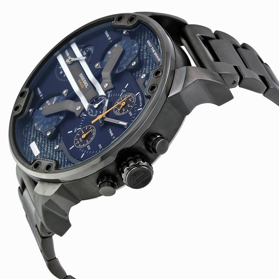 Diesel Big Daddy DZ7331 316L gunmetal stainless steel 30m water-resistant 4 Time zones
