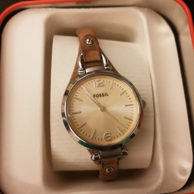 Fossil Georgia Beige Dial Sand Tan Leather Strap Ladies Watch ES2830