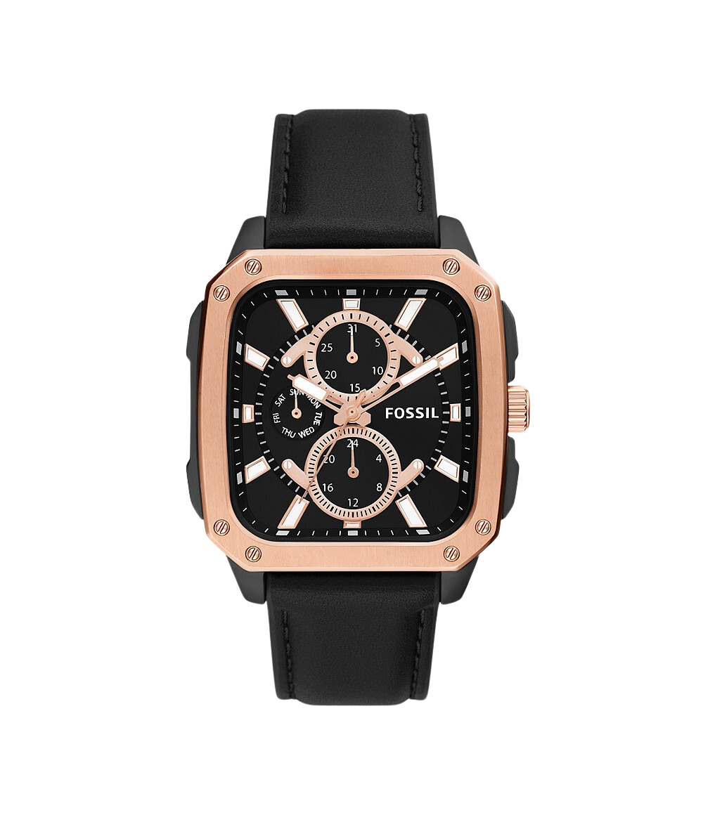 Fossil Multifunction Black Leather Men's Watch BQ2654