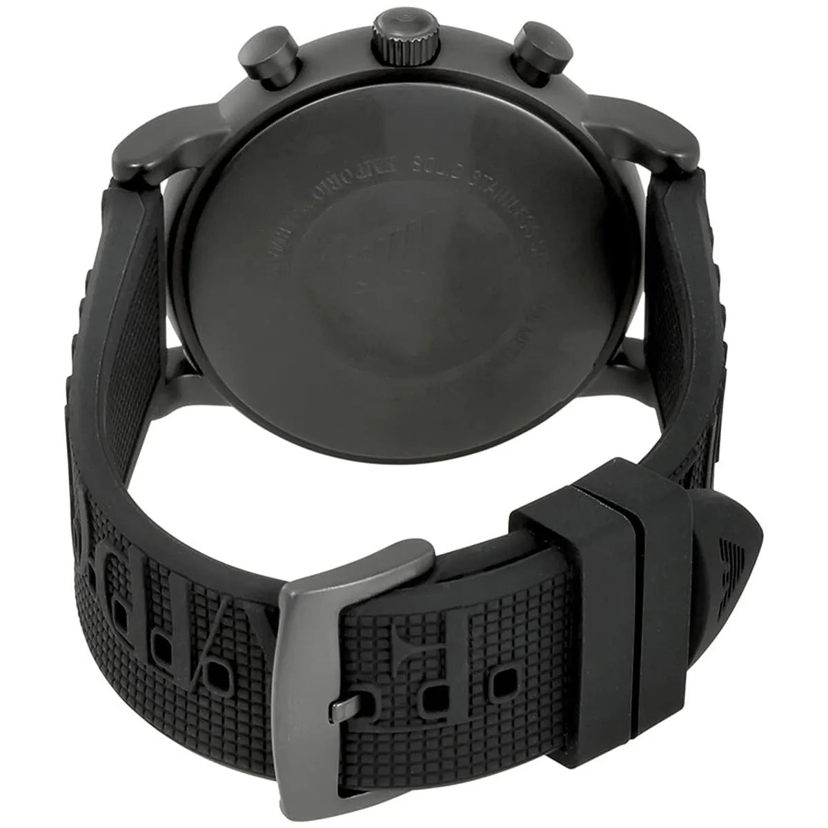 Emporio Armani Luigi Chronograph Black Dial Black Rubber Strap Watch - AR11024
