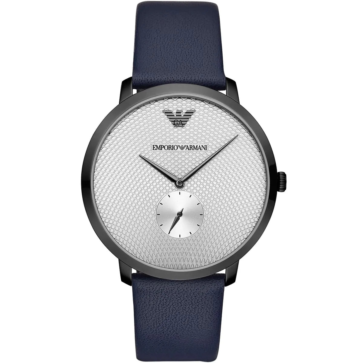 Emporio Armani Modern Slim Analog Silver Dial Blue Leather Strap Watch - AR11214