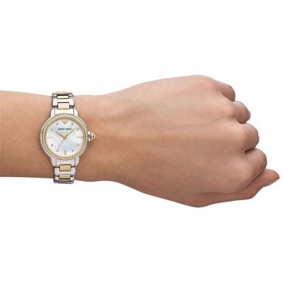 Emporio Armani Mia Quartz Mother of Pearl Dial Two Tone Steel Strap Women's Watch - AR11524
