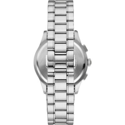 Emporio Armani AR11529 watch case back showing stainless steel with crown and pusher details