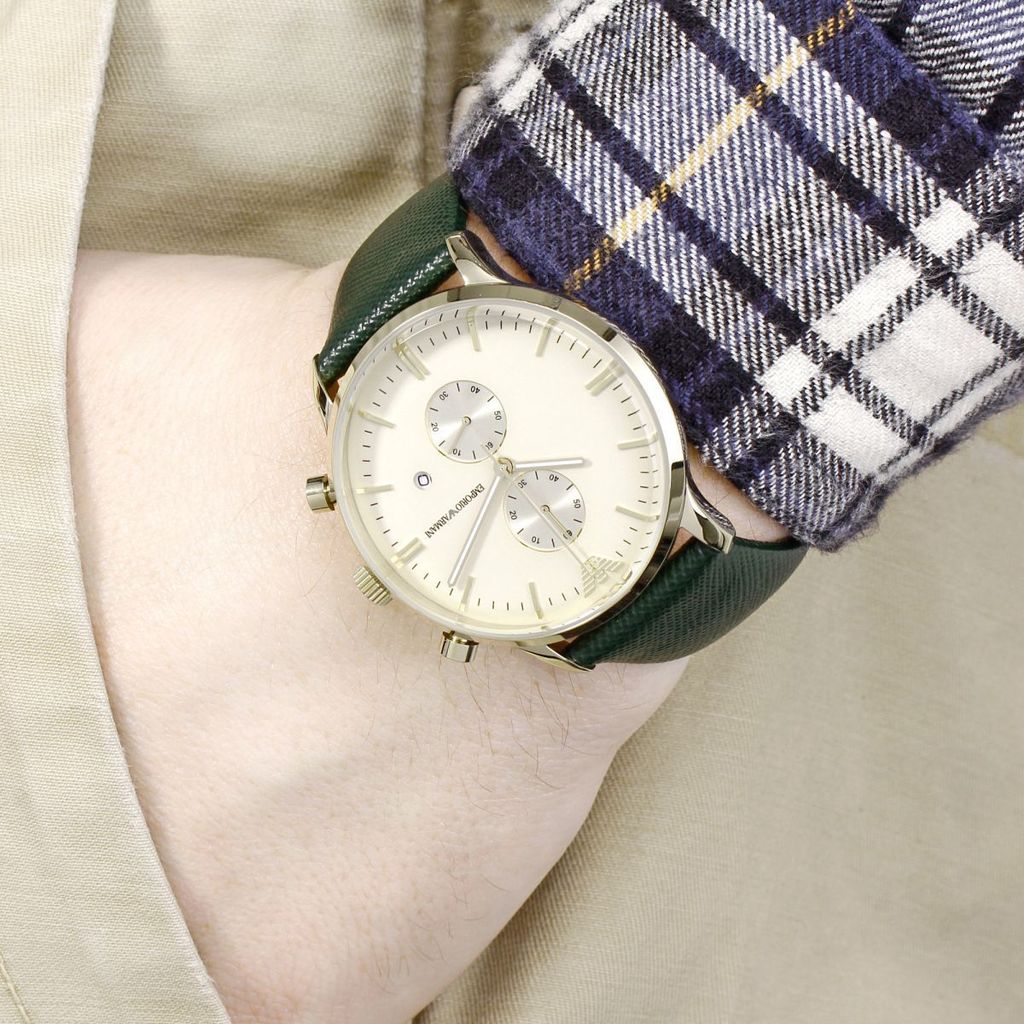 Emporio Armani Green Leather Men's Watch AR1722