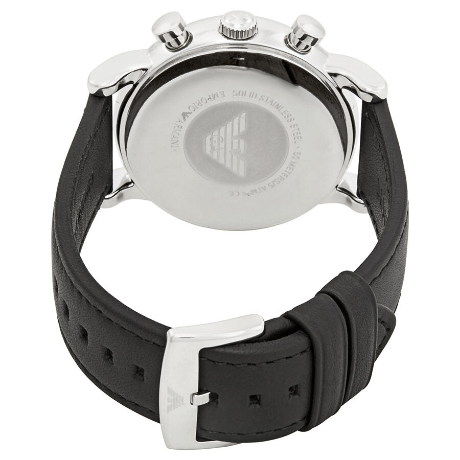 Emporio Armani Classic Chronograph Black Genuine Leather Watch - AR1733