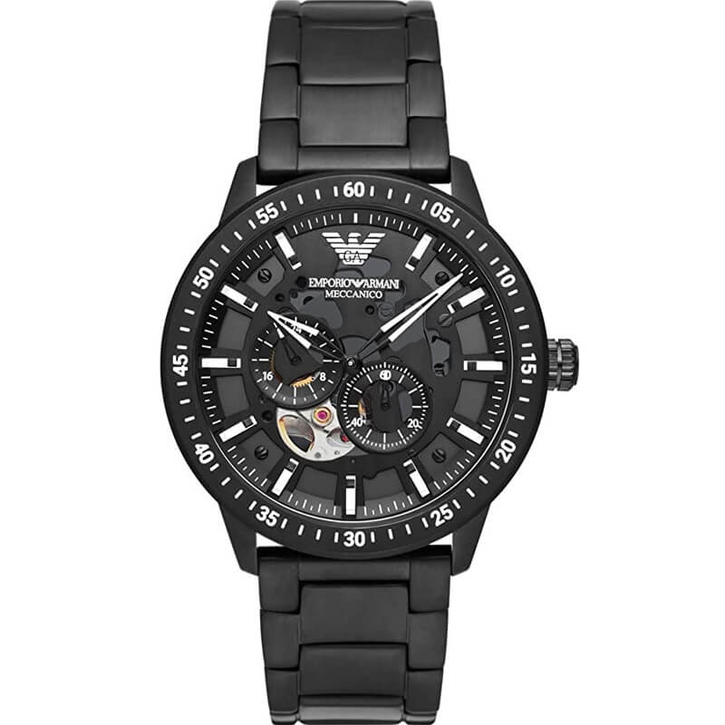 Emporio Armani Automatic Stainless Steel Black Men's Watch AR60054 - The Watches Men & CO