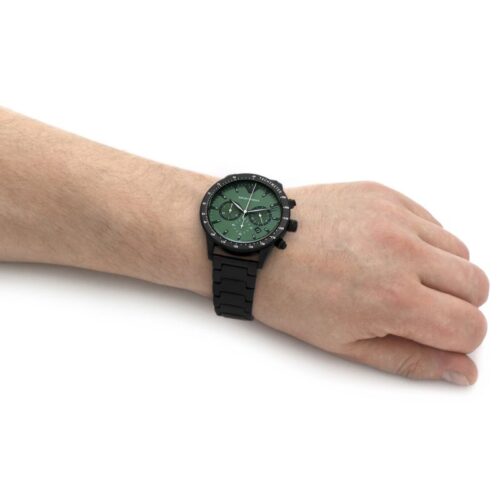 Emporio Armani Chronograph Green Dial Black Men’s Watch AR11472 - Watch