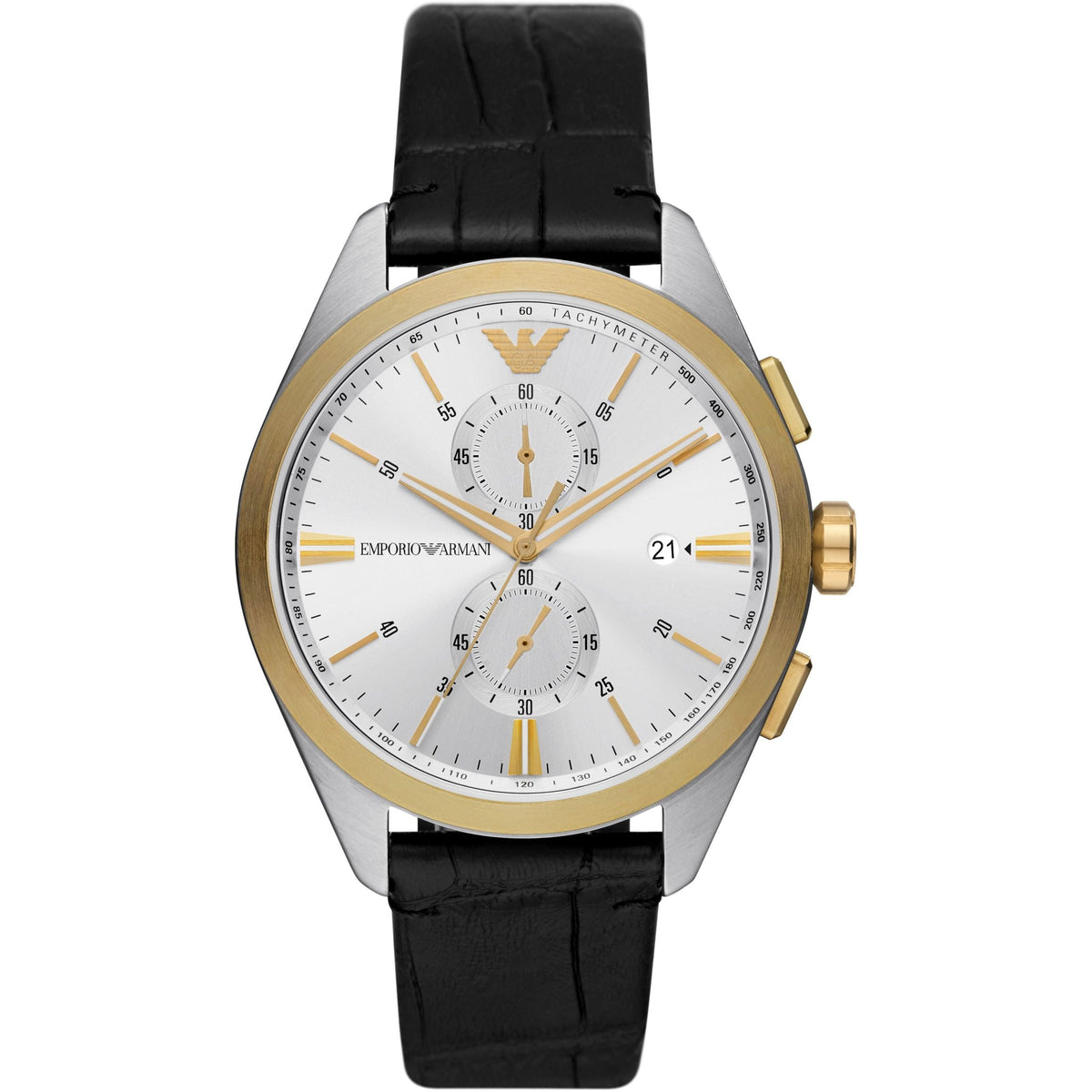 Emporio Armani Claudio Chronograph Black Genuine Leather Watch - AR11498