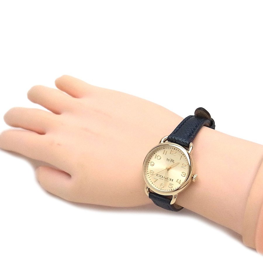 Coach Delancey Gold Dial Blue Leather Strap Ladies Watch 14502250