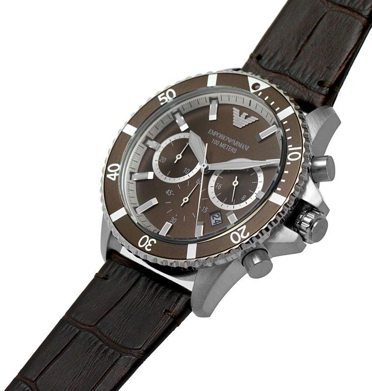 Emporio Armani Chronograph Brown Leather Men's Watch AR11486 - Dawson Watches #2