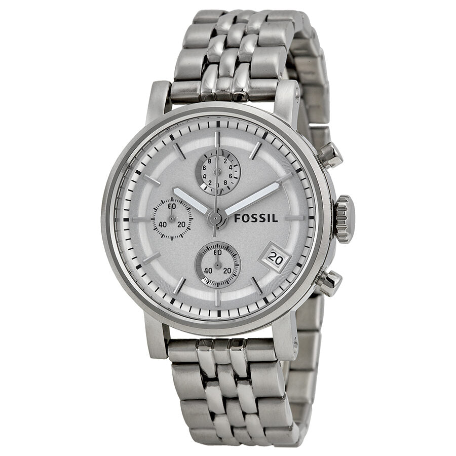 Fossil Boyfriend Chronograph Classic All Silver Watch ES2198
