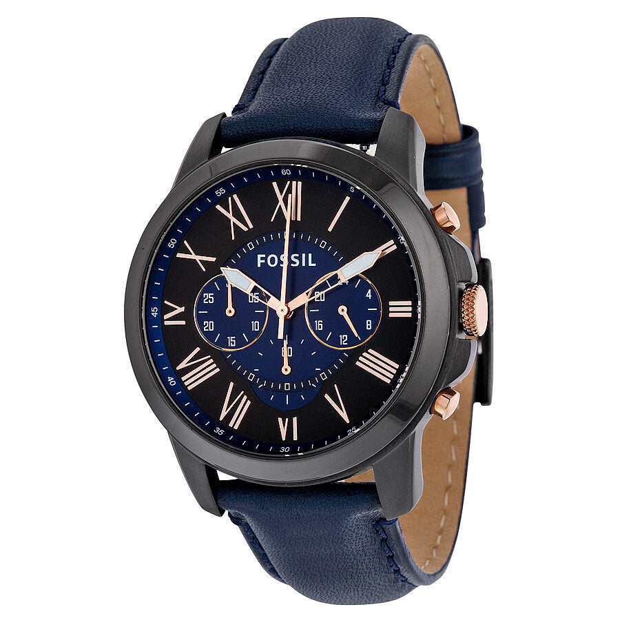 Fossil Grant Chronograph Black and Blue Dial Watch FS5061