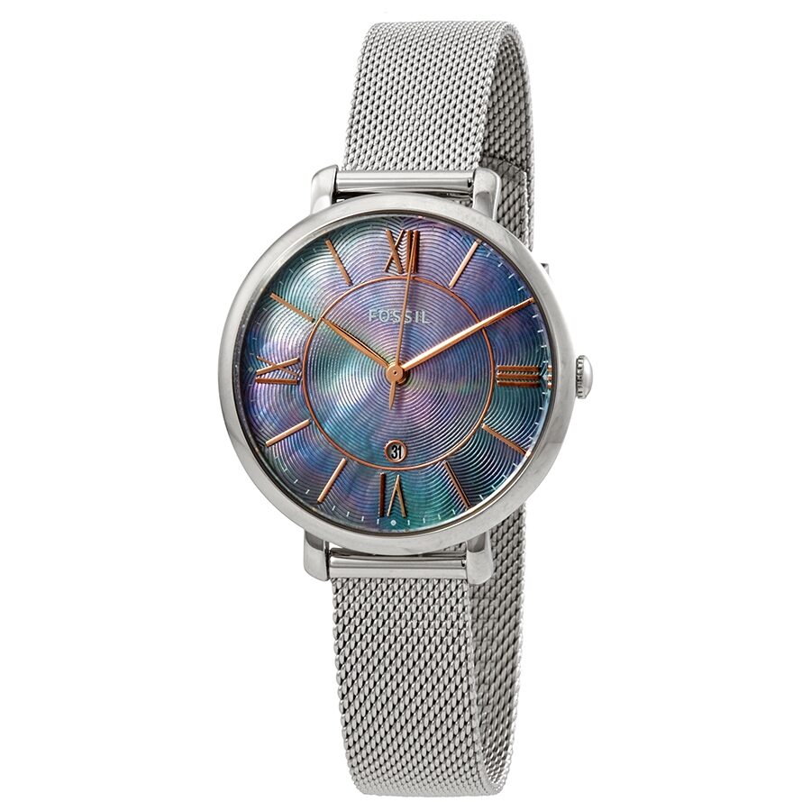 Fossil Jacqueline Blue Mother of Pearl Dial Ladies Mesh Watch ES4322 - BigDaddy Watches