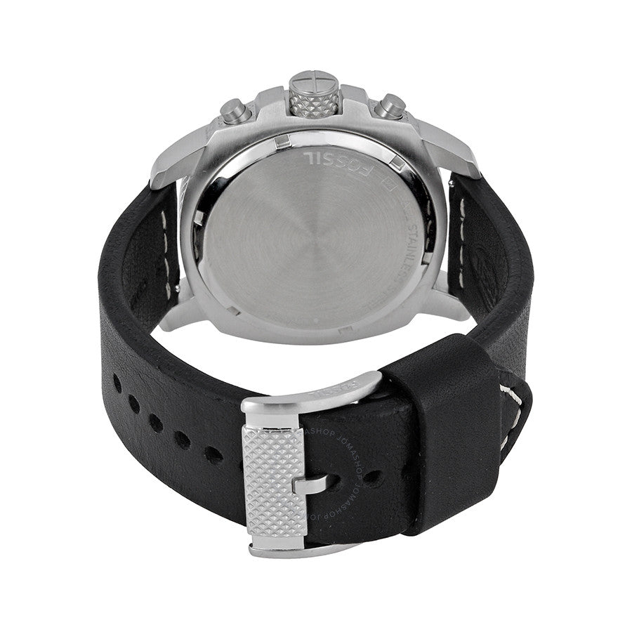 Fossil Machine Chronograph Black Dial Leather Strap Men's Watch FS4928