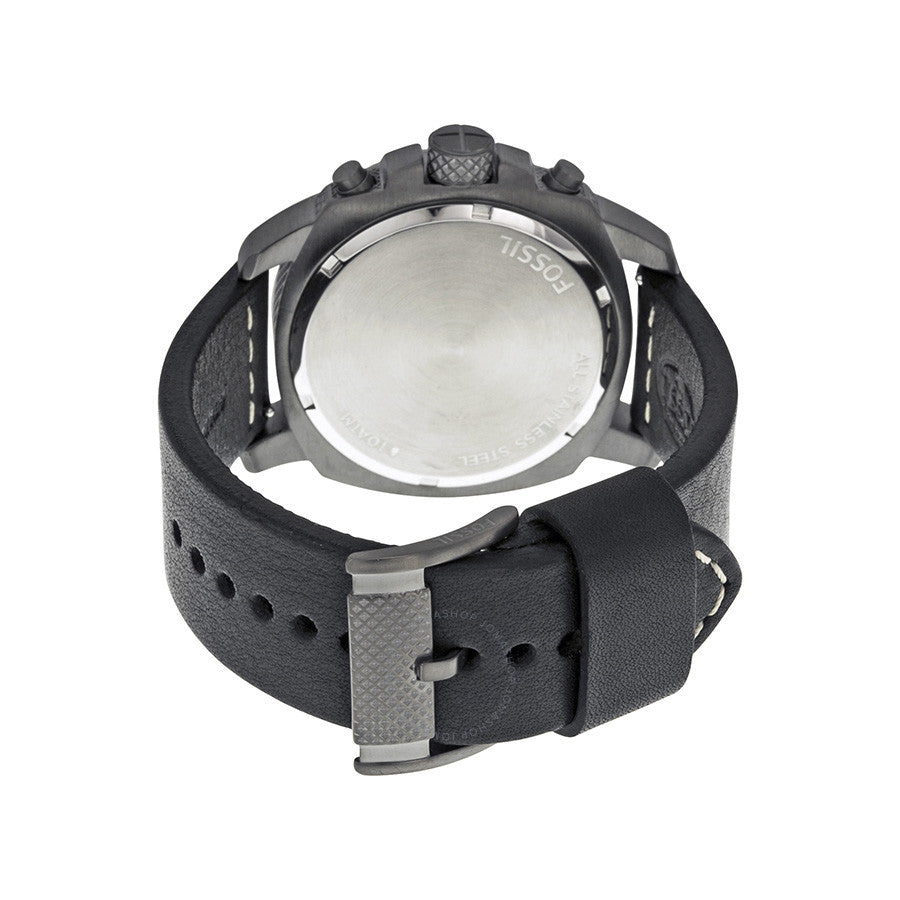 Fossil Machine Chronograph Grey Dial Leather Strap Men's Watch FS5016