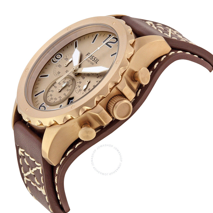 Fossil Nate Gold-tone Chronograph Brown Leather Men's Watch JR1495