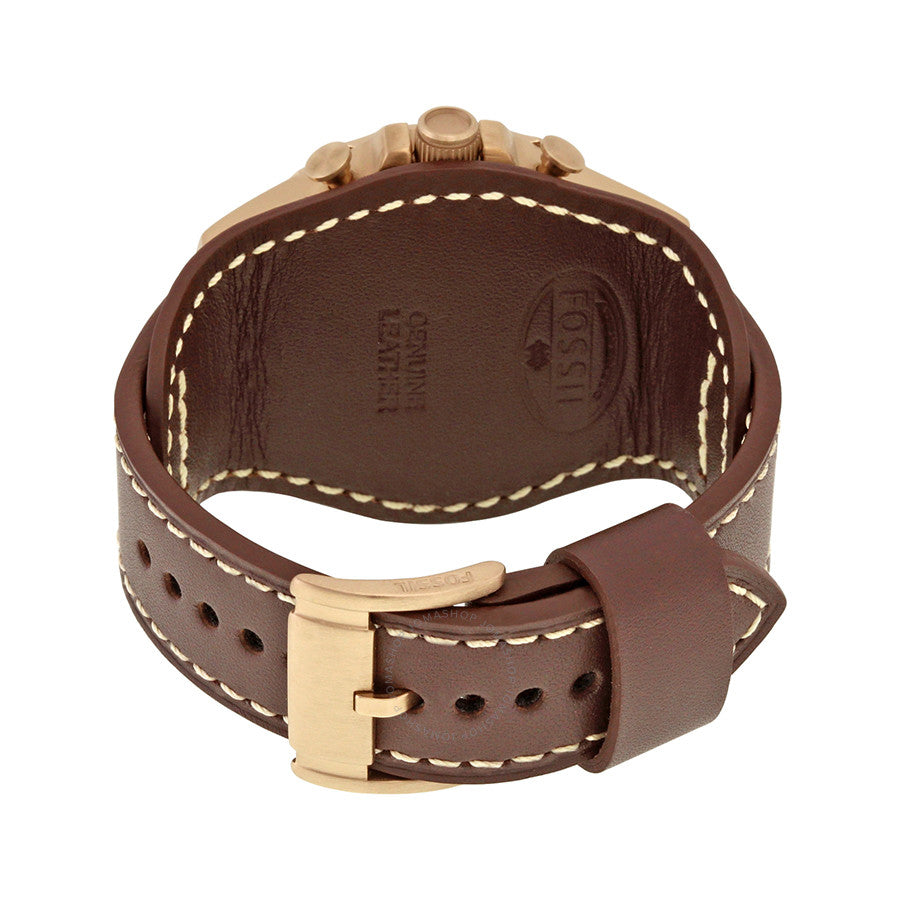 Fossil Nate Gold-tone Chronograph Brown Leather Men's Watch JR1495
