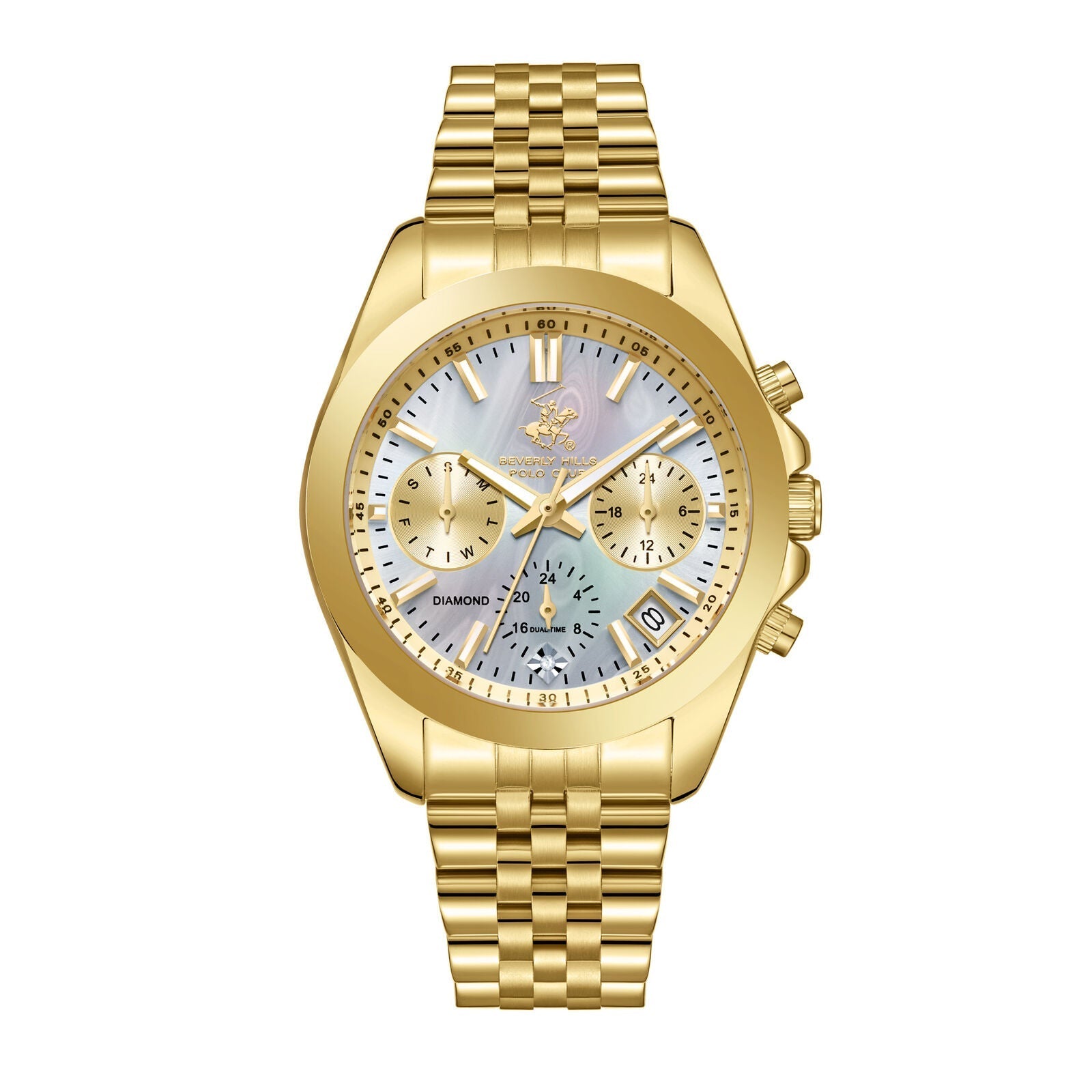 Beverly Hills Polo Club Multi-Function Analog Watch Gold Stainless Steel Watch BP3656C.120