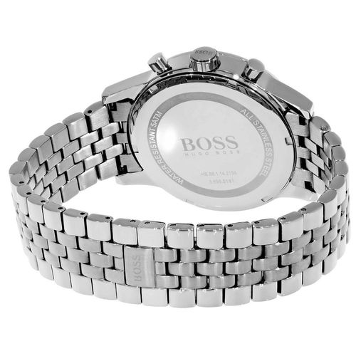 Hugo Boss 1512445 watch caseback showing stainless steel bracelet