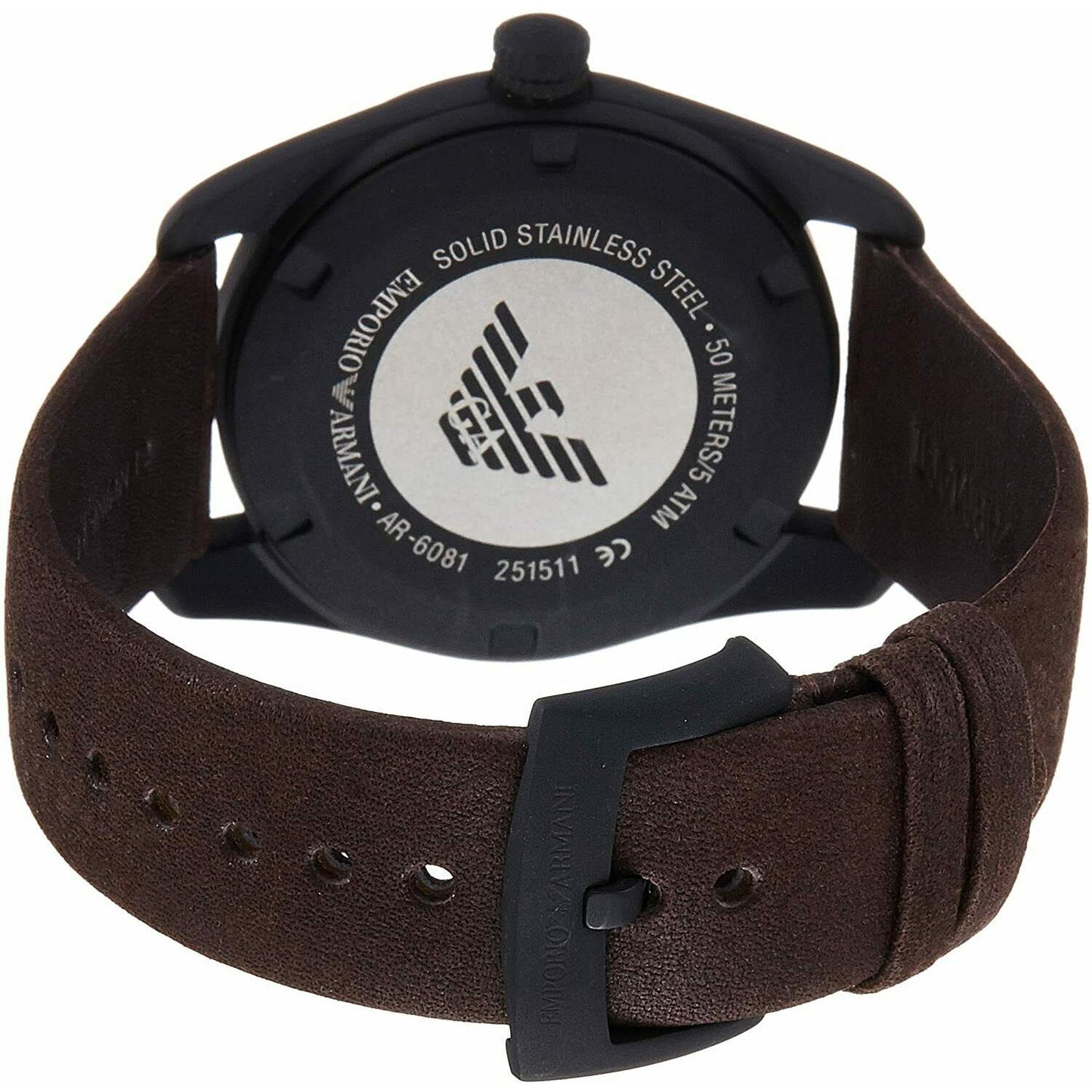 Emporio Armani Beige Dial Brown Leather Strap Men's Watch AR6081 - Dawson Watches #3