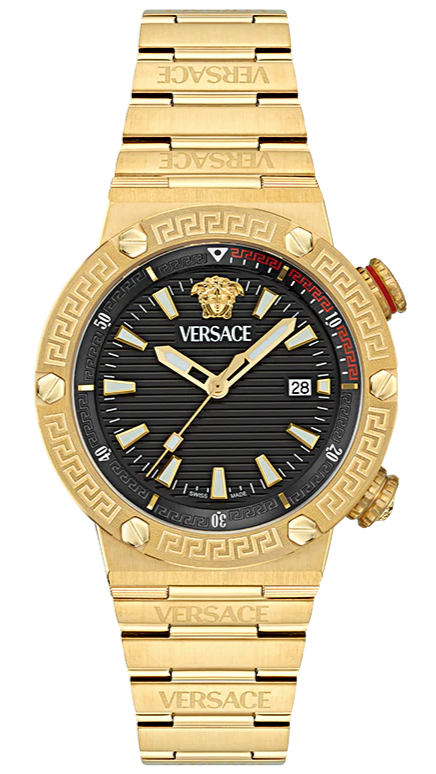 Versace Greca Logo Quartz Black Dial Gold Steel Strap Watch for Men - VE8G00624 VE8G00624 - Image 1