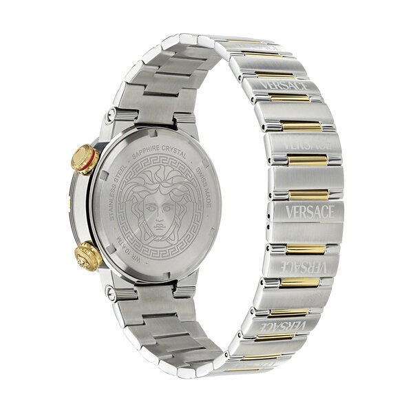 Versace Greca Logo Diver Quartz Black Dial Two Tone Steel Strap Watch for Men - VE8G00424 VE8G00424 - Image 4