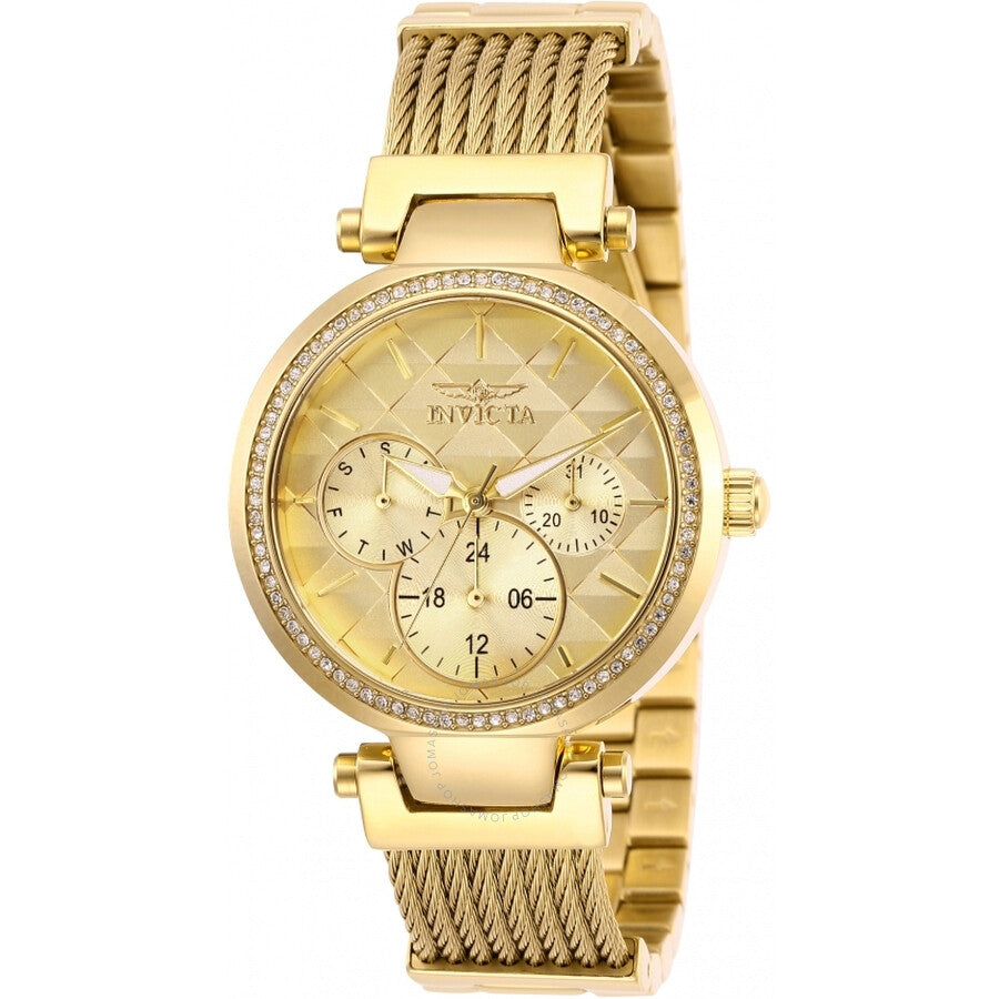 Invicta Angel Quartz Crystal Gold Dial Ladies Watch 28918 - The Watches Men & Co