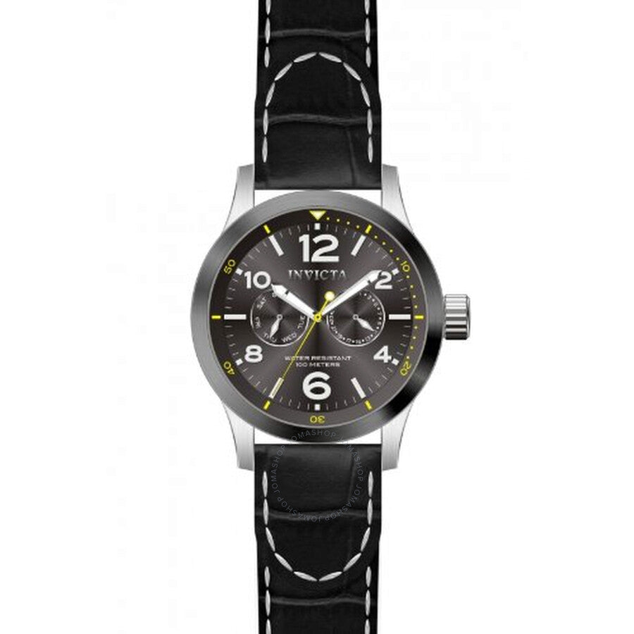 Invicta Force Grey Dial Black Leather Band Men's Watch 14142 - Dawson Watches
