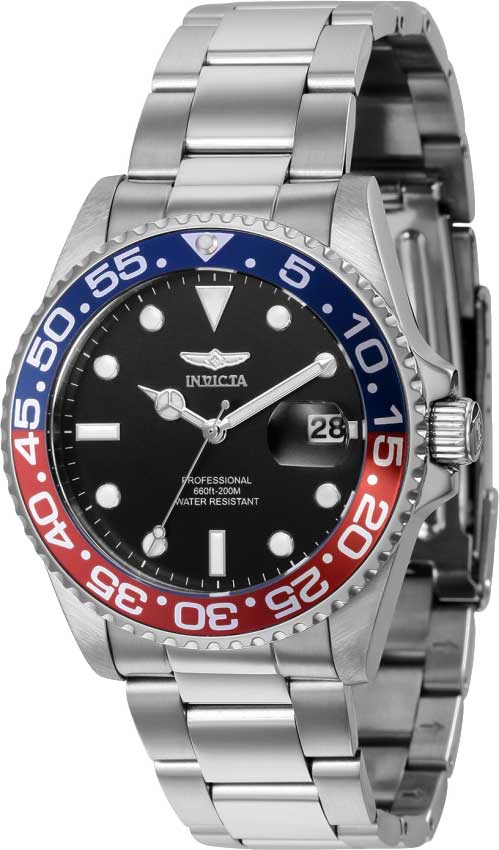 Invicta Pro Diver Quartz Black Dial Pepsi Bezel Men's Watch - 36528
