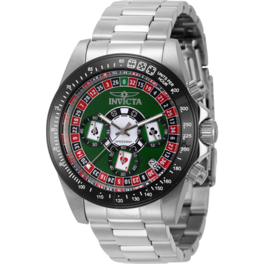 Invicta Speedway Roulette Casino Chronograph GMT Quartz Green Dial Men's Watch 44642 - Dawson Watches