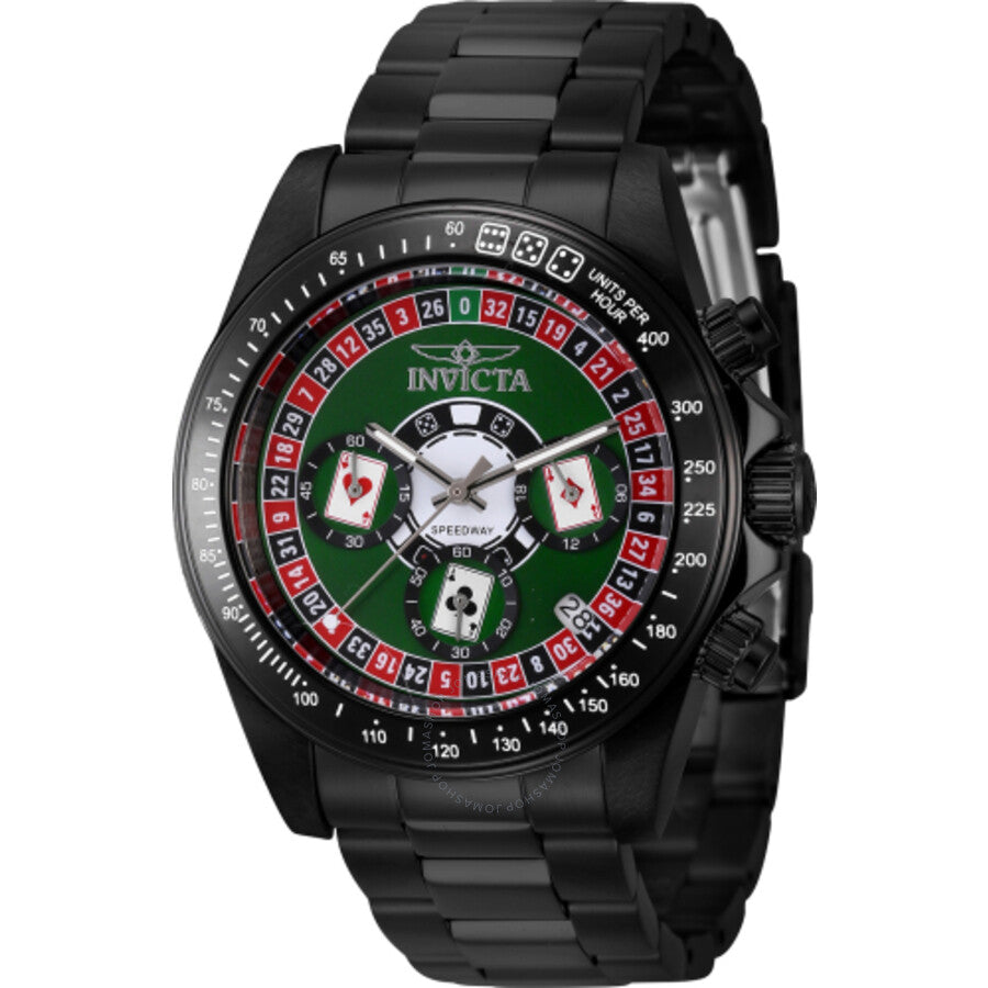Invicta Speedway Roulette Casino Chronograph GMT Quartz Green Dial Men's Watch 44645 - Dawson Watches