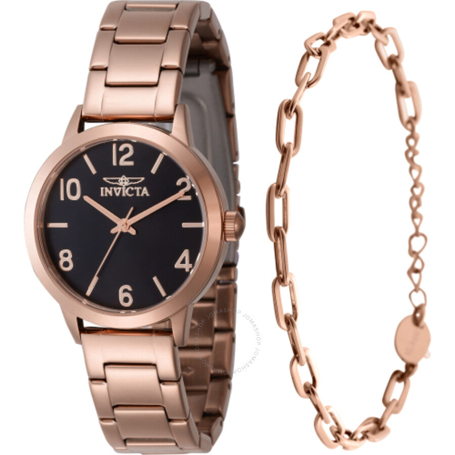 Invicta Wildflower Quartz Black Dial Ladies Watch 47272 With Bracelet - The Watches Men & Co
