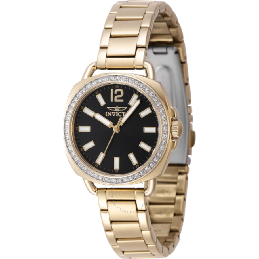 Invicta Wildflower Quartz Crystal Black Dial Ladies Watch 47328 - The Watches Men & Co