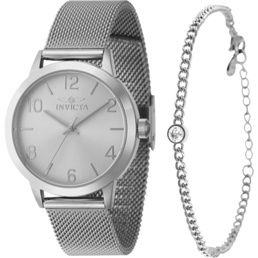 Invicta Wildflower Quartz Silver Dial Ladies Watch 47274 With Bracelet - The Watches Men & Co