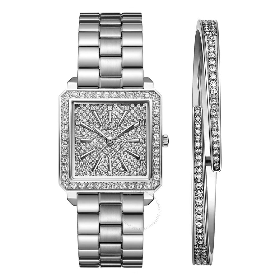 JBW Cristal 28 Jewelry Set Silver-tone Dial Ladies Watch J6387-SetC - Dawson Watches