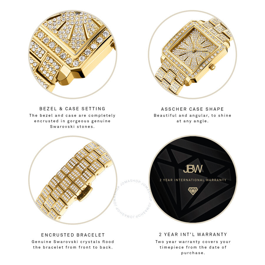 JBW Cristal Quartz Diamond Crystal Gold Dial Ladies Watch - Dawson Watches #4